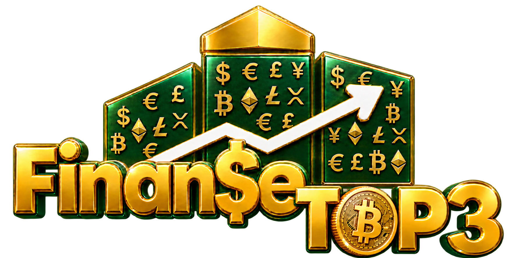 Finan$e TOP3 — podium z monetą Bitcoin